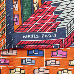 エルメス ツイリー PANTIN CITY パンタンシティ スカーフ オレンジ マルチカラー シルク レディース HERMES 【中古】