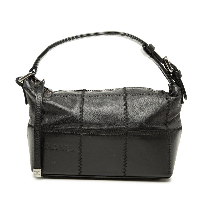 シャネル チョコバー ハンドバッグ ワンショルダーバッグ ロゴ ブラック キャビアスキン レディース CHANEL 【中古】