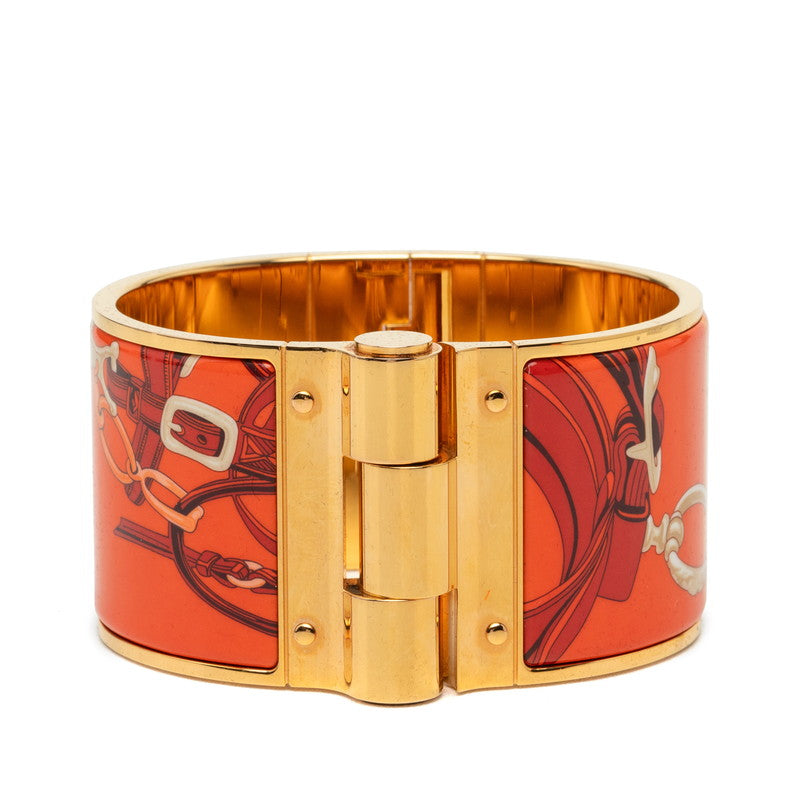 エルメス エマイユ ブレスレット バングル ゴールド オレンジ メッキ エナメル レディース HERMES 中古