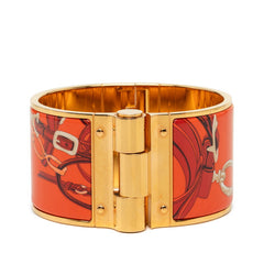 エルメス エマイユ ブレスレット バングル ゴールド オレンジ メッキ エナメル レディース HERMES 中古