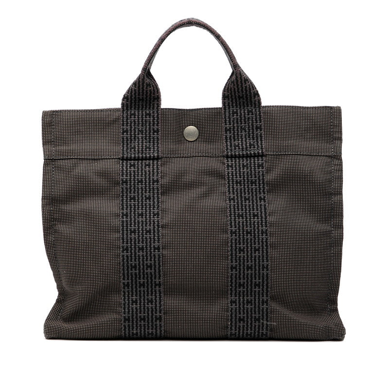 エルメス エールライン トートPM トートバッグ グレー ブラック キャンバス レディース HERMES 【中古】