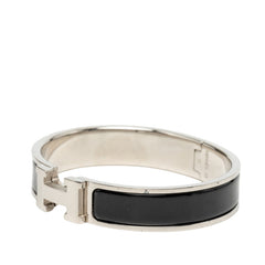 エルメス クリックH PM ブレスレット バングル シルバー ブラック メタル エナメル レディース HERMES 中古