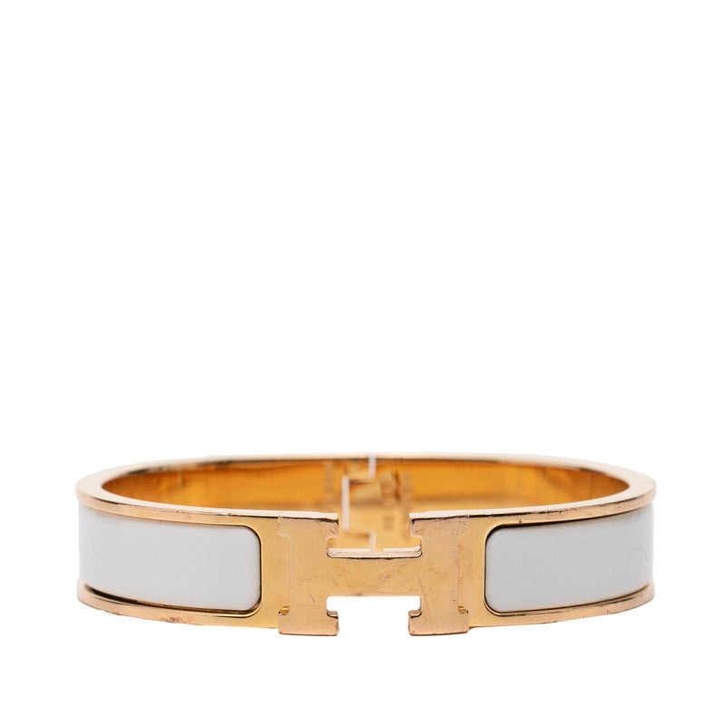 エルメス クリックH PM ブレスレット ゴールド ホワイト メッキ エナメル レディース HERMES 【中古】