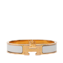 エルメス クリックH PM ブレスレット ゴールド ホワイト メッキ エナメル レディース HERMES 【中古】