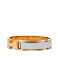 エルメス クリックH PM ブレスレット ゴールド ホワイト メッキ エナメル レディース HERMES 【中古】