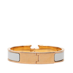 エルメス クリックH PM ブレスレット ゴールド ホワイト メッキ エナメル レディース HERMES 【中古】