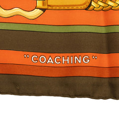 エルメス カレ90 コーチング COACHING スカーフ ブラウン マルチカラー シルク レディース HERMES 【中古】