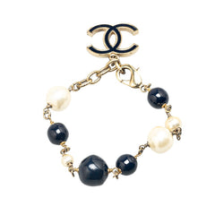 シャネル ココマーク ブレスレット ネイビー ブラック ゴールド フェイクパール メッキ レディース CHANEL 【中古】