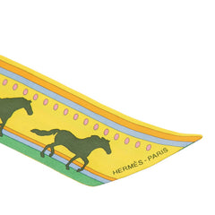 エルメス ツイリー SEQUENCES セカンス 馬 ホース モチーフ スカーフ イエロー グリーン マルチカラー シルク レディース HERMES 【中古】