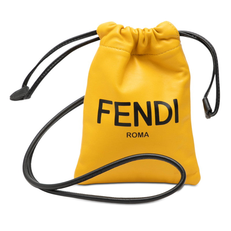 フェンディ ロゴ フォンポーチ 7AR898 イエロー レザー レディース FENDI 【中古】