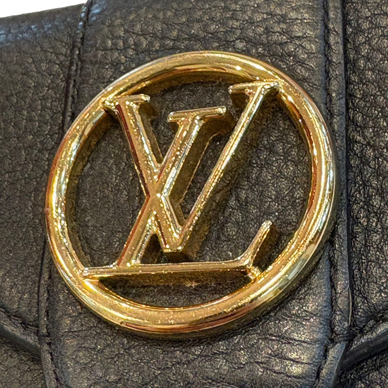 ルイ ヴィトン ポルトフォイユ ポンヌフ コンパクト 三つ折り財布 M80300 ノワール ブラック レザー レディース LOUIS VUITTON 【中古】