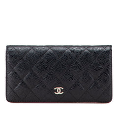 シャネル マトラッセ ココマーク 長財布 ブラック キャビアスキン レディース CHANEL 【中古】
