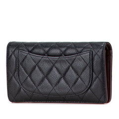 シャネル マトラッセ ココマーク 長財布 ブラック キャビアスキン レディース CHANEL 【中古】
