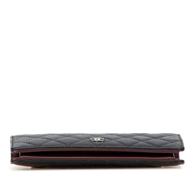 シャネル マトラッセ ココマーク 長財布 ブラック キャビアスキン レディース CHANEL 【中古】