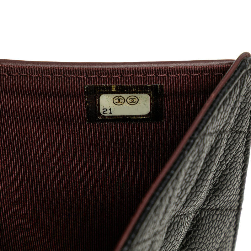 シャネル マトラッセ ココマーク 長財布 ブラック キャビアスキン レディース CHANEL 【中古】