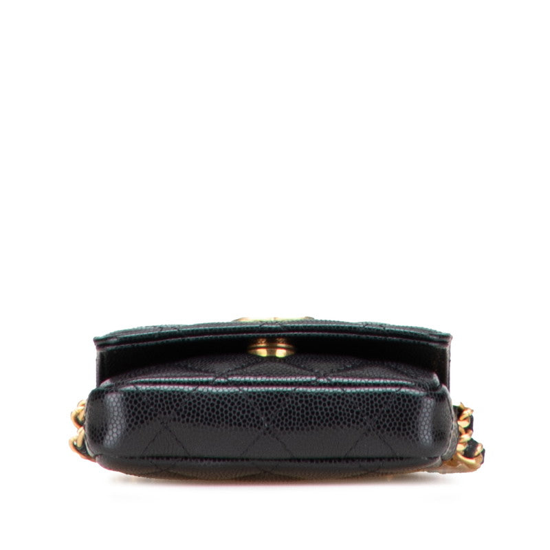 シャネル ミニマトラッセ ココマーク ウエストバッグ ボディバッグ ブラック キャビアスキン レディース CHANEL 【中古】