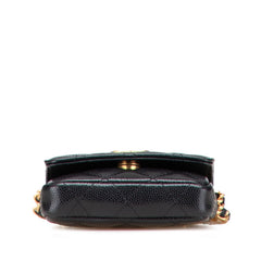 シャネル ミニマトラッセ ココマーク ウエストバッグ ボディバッグ ブラック キャビアスキン レディース CHANEL 【中古】
