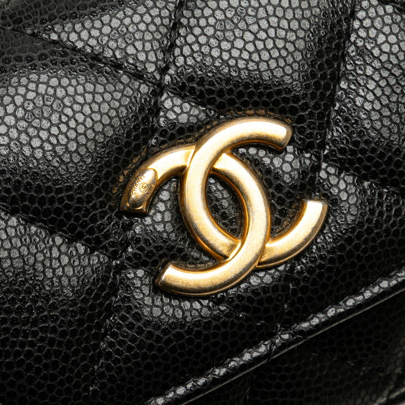 シャネル ミニマトラッセ ココマーク ウエストバッグ ボディバッグ ブラック キャビアスキン レディース CHANEL 【中古】