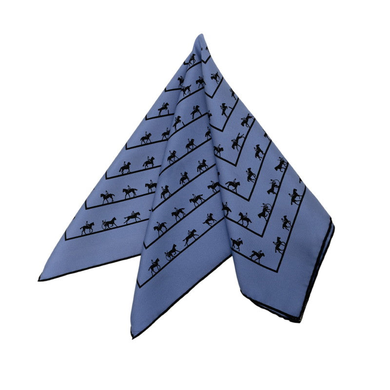 エルメス カレ40 SAUT GALOP CANTER RACK 馬術 乗馬 スカーフ ブルー ブラック シルク レディース HERMES 【中古】