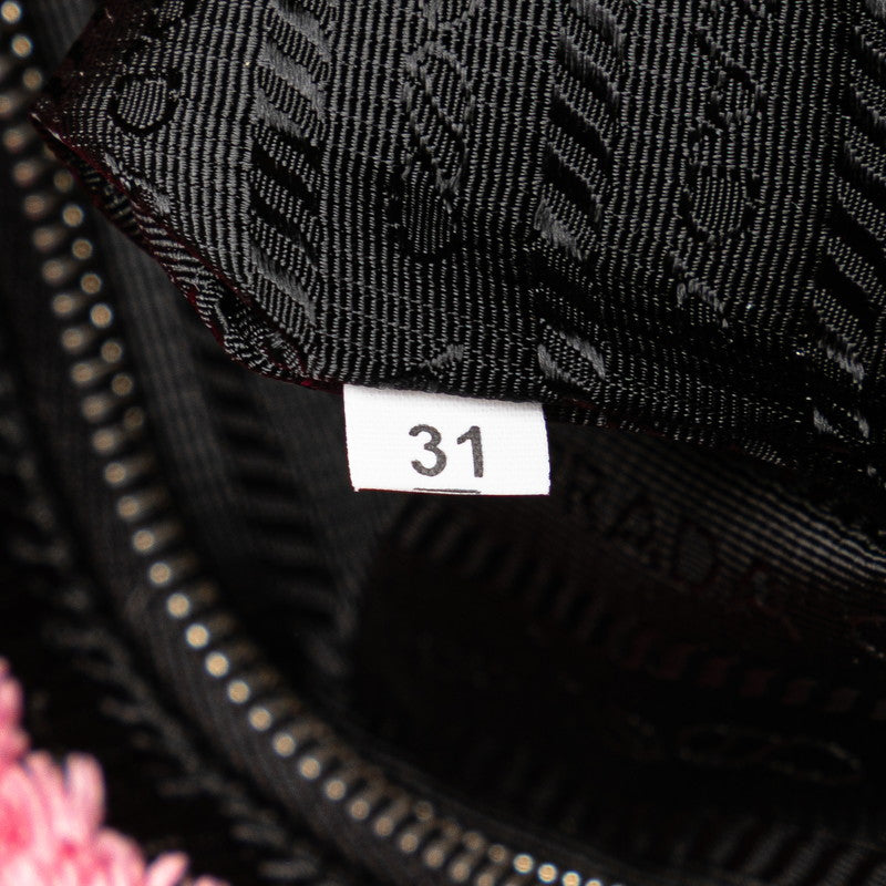 プラダ テリー ロゴ トートバッグ 1BG130 ピンク パイル レディース PRADA 【中古】