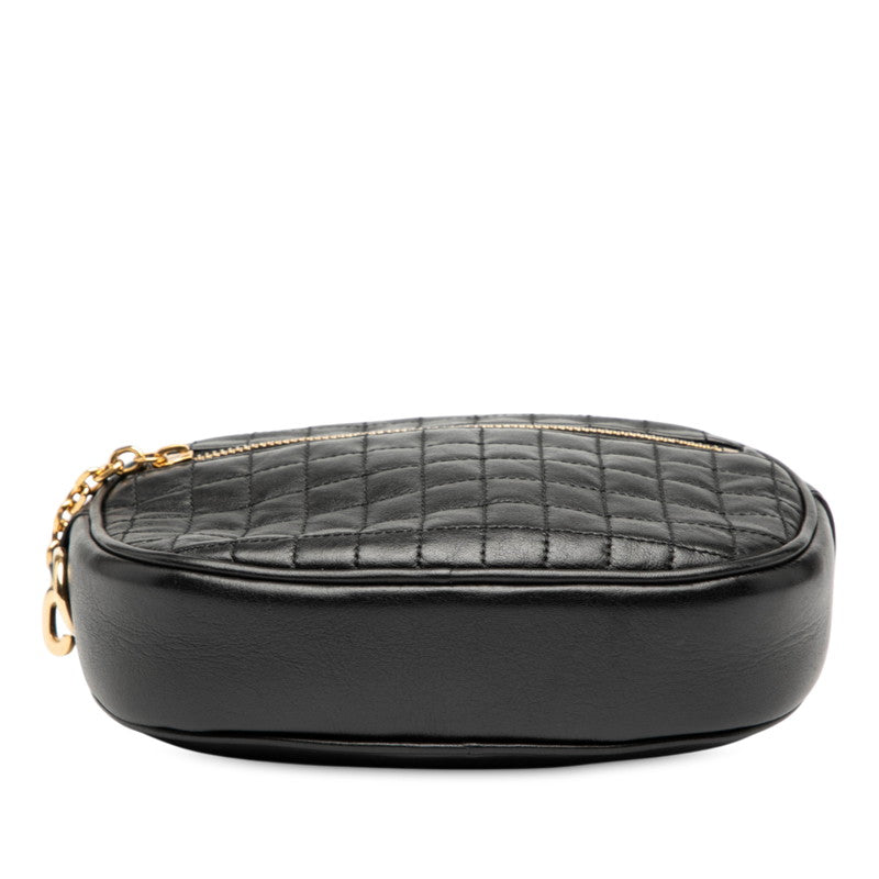 セリーヌ Cチャーム スモール ショルダーバッグ カメラバッグ ブラック レザー レディース CELINE 【中古】