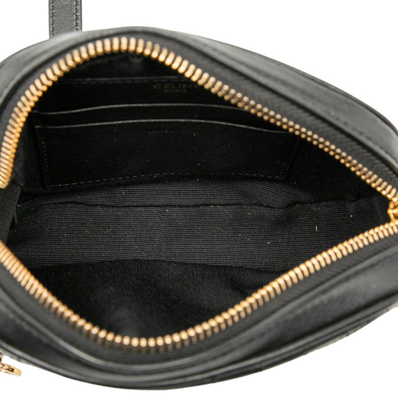 セリーヌ Cチャーム スモール ショルダーバッグ カメラバッグ ブラック レザー レディース CELINE 【中古】