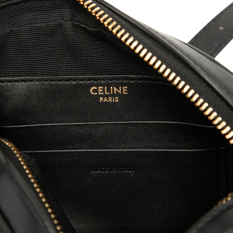 セリーヌ Cチャーム スモール ショルダーバッグ カメラバッグ ブラック レザー レディース CELINE 【中古】
