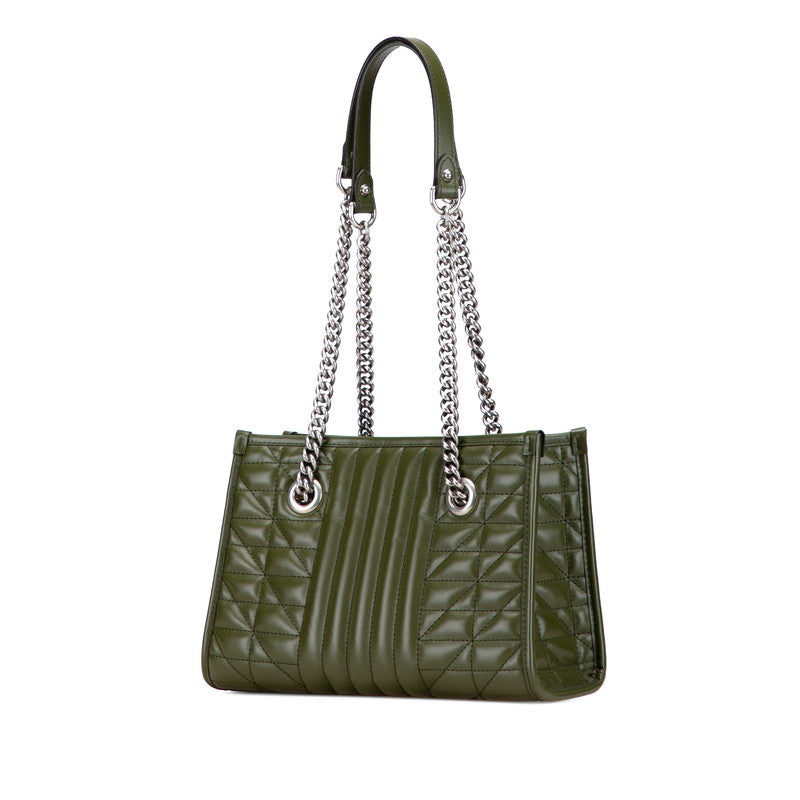 グッチ GGマーモント スモール チェーン トートバッグ ワンショルダーバッグ 681483 カーキ グリーン レザー レディース GUCCI 【中古】