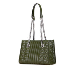 グッチ GGマーモント スモール チェーン トートバッグ ワンショルダーバッグ 681483 カーキ グリーン レザー レディース GUCCI 【中古】