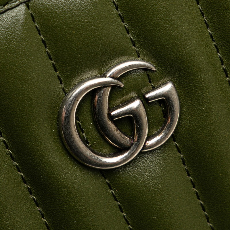 グッチ GGマーモント スモール チェーン トートバッグ ワンショルダーバッグ 681483 カーキ グリーン レザー レディース GUCCI 【中古】