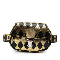 グッチ ボディバッグ ウエストバッグ 605112 ブラック ゴールド レザー レディース GUCCI 【中古】