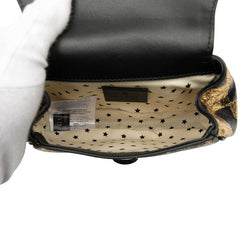 グッチ ボディバッグ ウエストバッグ 605112 ブラック ゴールド レザー レディース GUCCI 【中古】