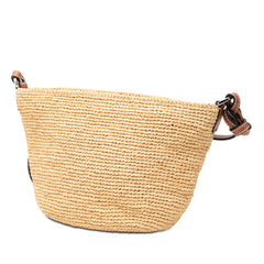 ロエベ アナグラム ショルダーバッグ ベージュ ブラウン ラフィア レディース LOEWE 【中古】