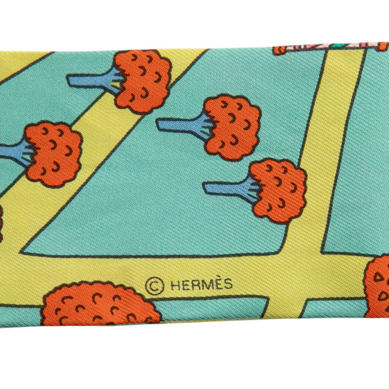 エルメス ツイリー Les Nouveaux Amoureux de Paris 新 パリの恋人たち スカーフ グリーン マルチカラー シルク レディース HERMES 【中古】