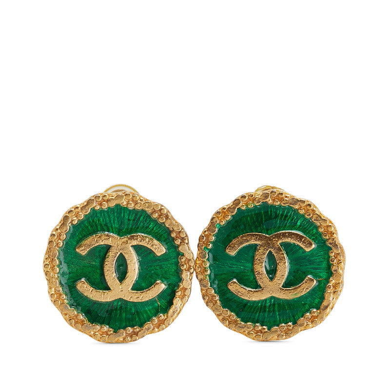 シャネル ヴィンテージ ココマーク ラウンド イヤリング ゴールド グリーン メッキ レディース CHANEL 中古