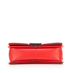 シャネル ボーイシャネル ココマーク チェーン ショルダーバッグ レッド ブラック ラムスキン ラバー レディース CHANEL 【中古】