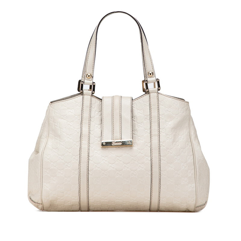 グッチ グッチシマ フロント トートバッグ ハンドバッグ 233609 ホワイト アイボリー レザー レディース GUCCI 【中古】