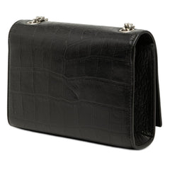 サンローラン YSLロゴ モノグラム ケイト クロコ型押し チェーン ショルダーバッグ ブラック レザー レディース SAINT LAURENT 【中古】