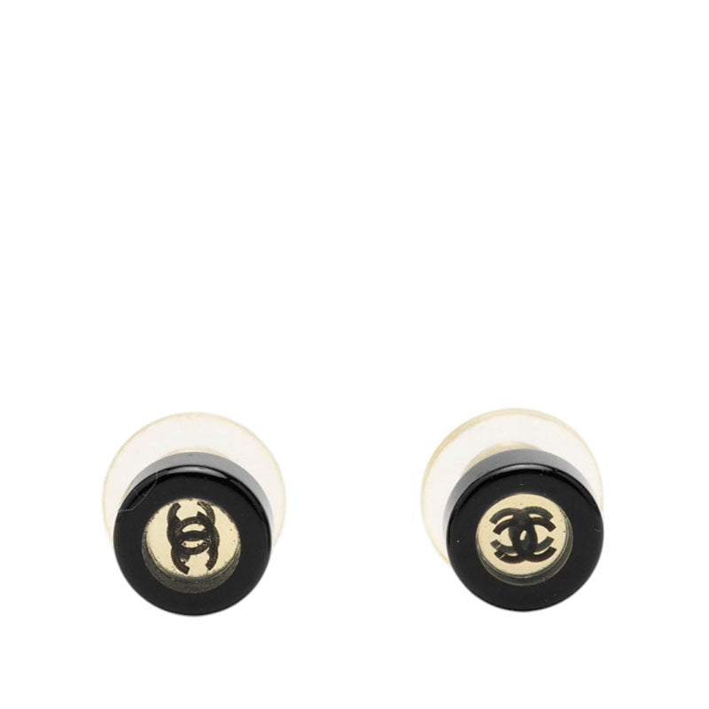 シャネル ココマーク スタッドピアス 01P シルバー ブラック メタル プラスチック レディース CHANEL 【中古】