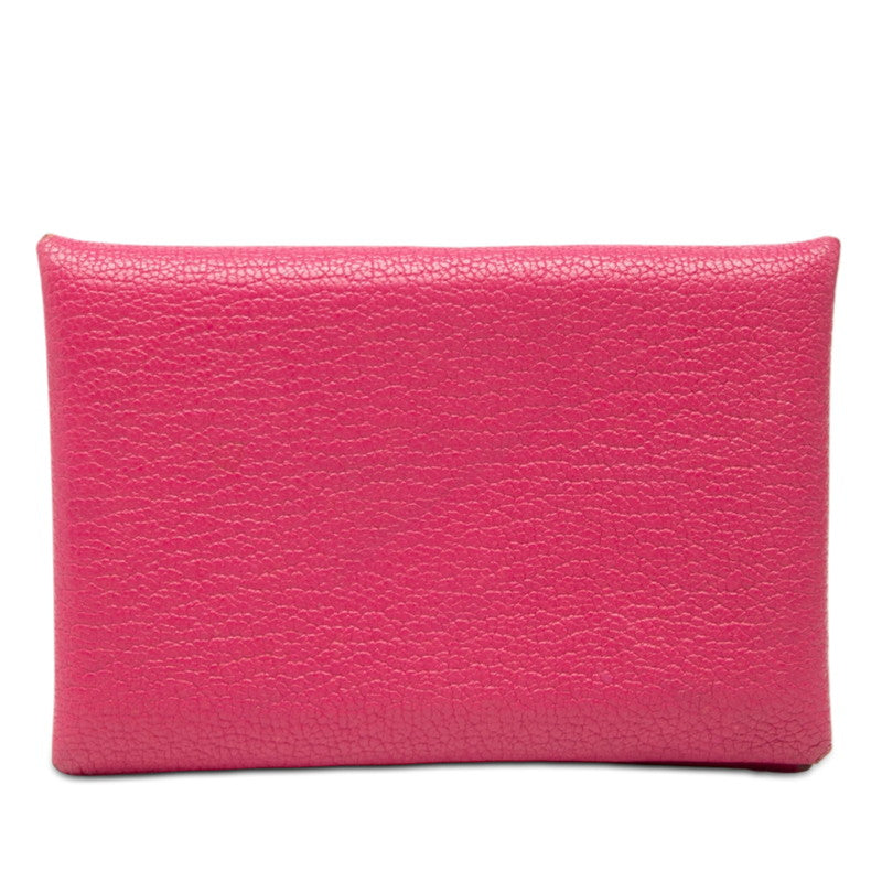 エルメス カルヴィ カードケース パスケース ピンク シェーブル レディース HERMES 【中古】