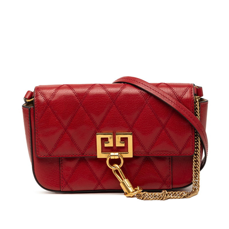 ジバンシー 斜め掛け キルティング ミニ ショルダーバッグ レッド レザー レディース Givenchy 【中古】