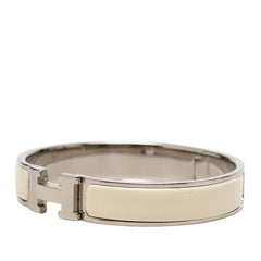 エルメス クリックH PM ブレスレット シルバー アイボリー メタル エナメル レディース HERMES 【中古】