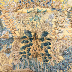 エルメス カレ90 L'Ile Deserte 無人島 スカーフ イエロー ブルー マルチカラー シルク レディース HERMES 【中古】