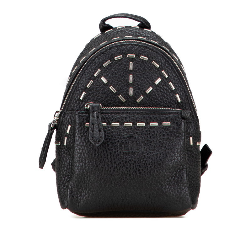 フェンディ リュック バックパック型 キーホルダー バッグチャーム 小物入れ 7AR471 ブラック レザー レディース FENDI 中古