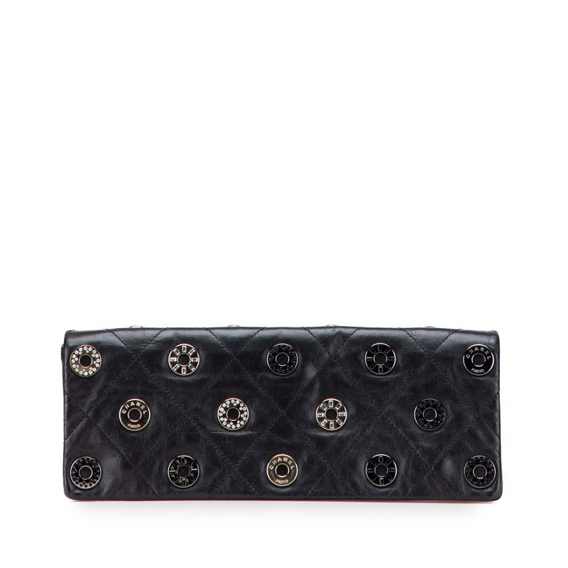 シャネル マトラッセ ラインストーン クラッチバッグ ブラック ラムスキン レディース CHANEL 【中古】