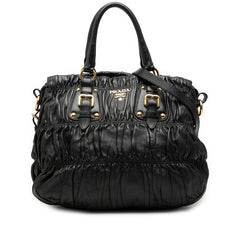 プラダ ロゴ ハンドバッグ ショルダーバッグ 2WAY ブラック レザー レディース PRADA 【中古】