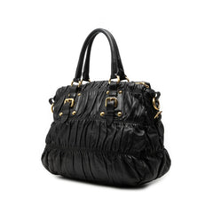 プラダ ロゴ ハンドバッグ ショルダーバッグ 2WAY ブラック レザー レディース PRADA 【中古】