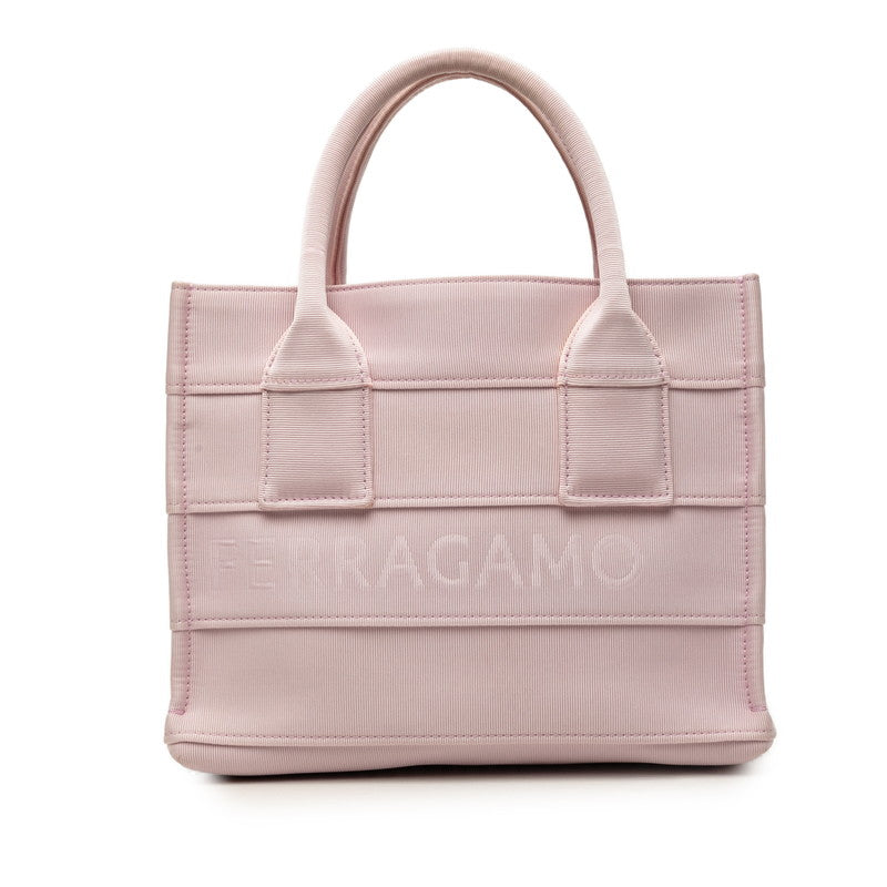 サルヴァトーレフェラガモ ロゴ ミニ トートバッグ ハンドバッグ GG-214988 ピンク ファブリック レディース Salvatore Ferragamo 【中古】