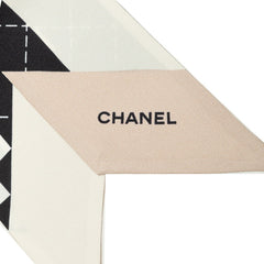 シャネル ココマーク スカーフ ブラック ホワイト シルク レディース CHANEL 中古
