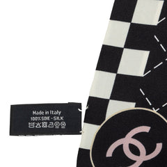 シャネル ココマーク スカーフ ブラック ホワイト シルク レディース CHANEL 中古